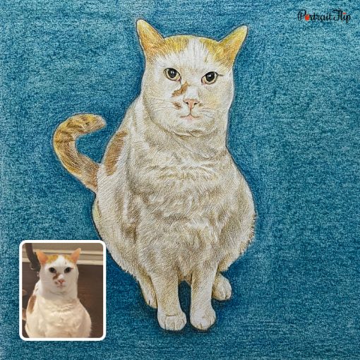 White Cat Colored Pencil Portrait