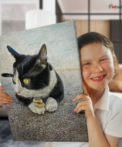 happy customer with Cat Colored Pencil Portrait