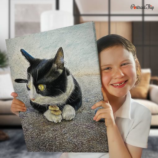 happy customer with Cat Colored Pencil Portrait
