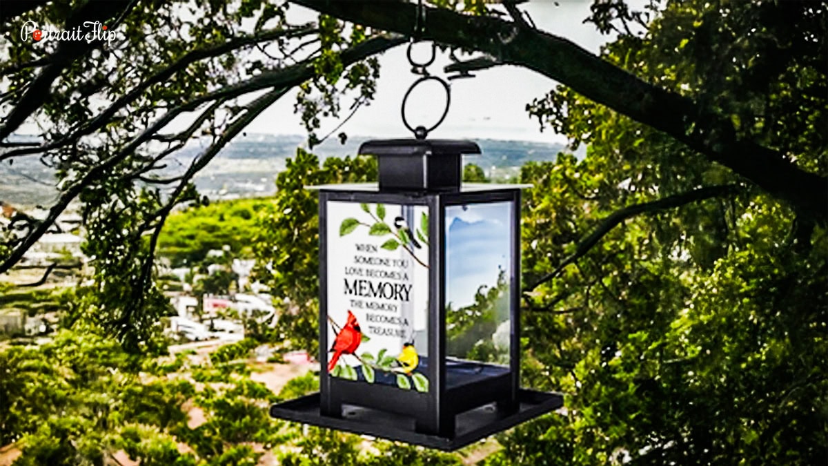 One of the best sympathy gift ideas is a memorial bird feeder. 