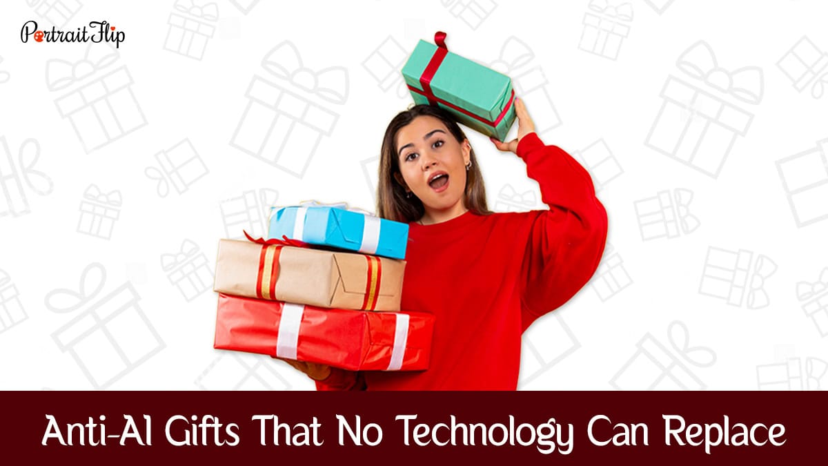 a girl holding gift boxes