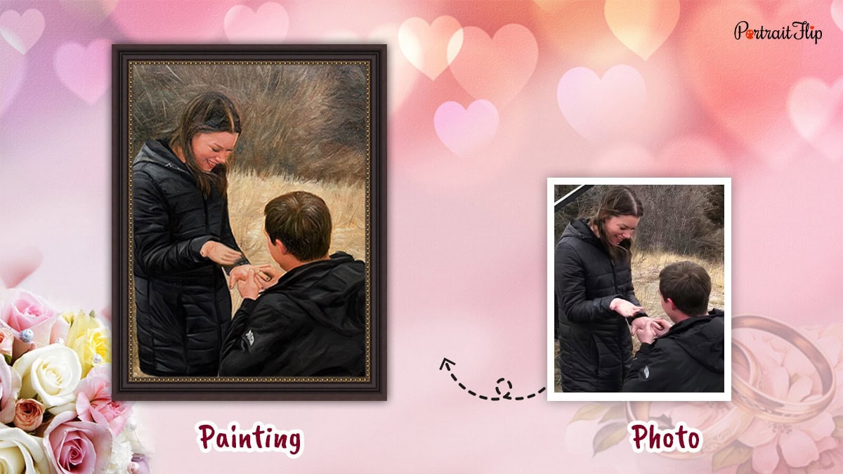 Hand-painted Engagement Portrait