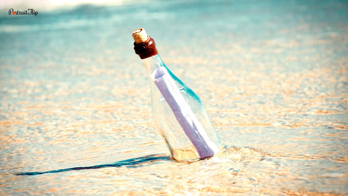 A bottle with a note in it