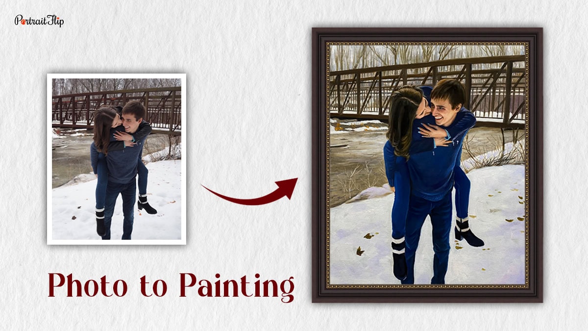 A handmade painting of a couple