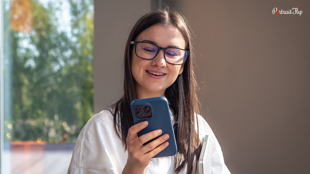 Woman checking her phone