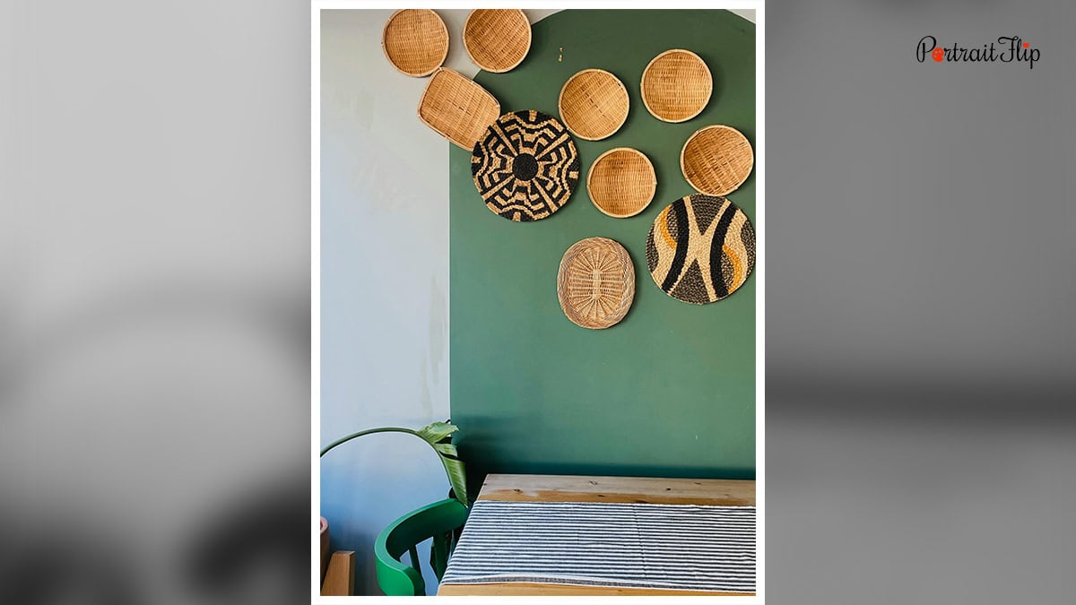 Jute style basket wall decor