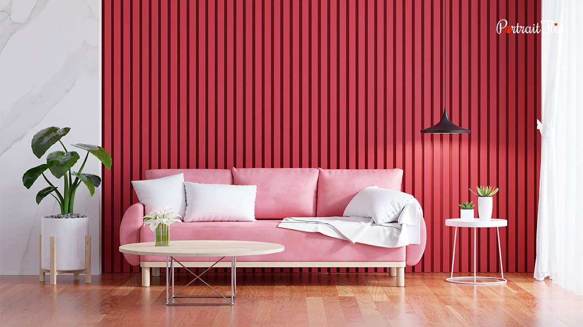 Sofa with accent wall