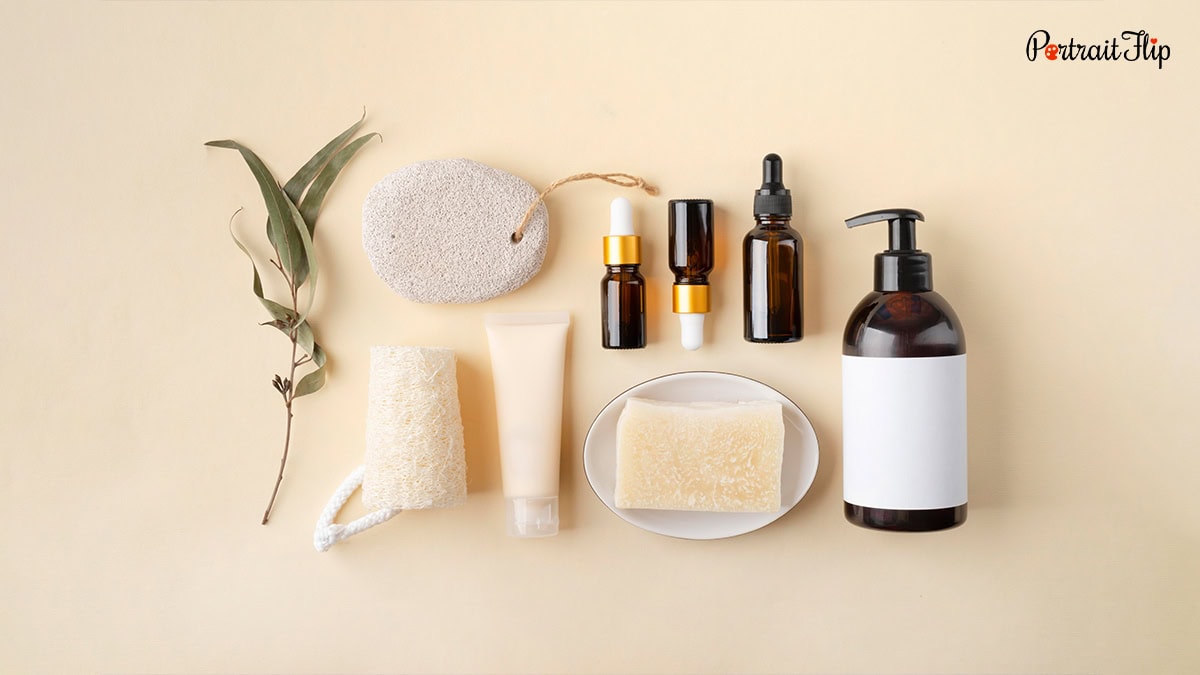 skincare bottles and essentials
