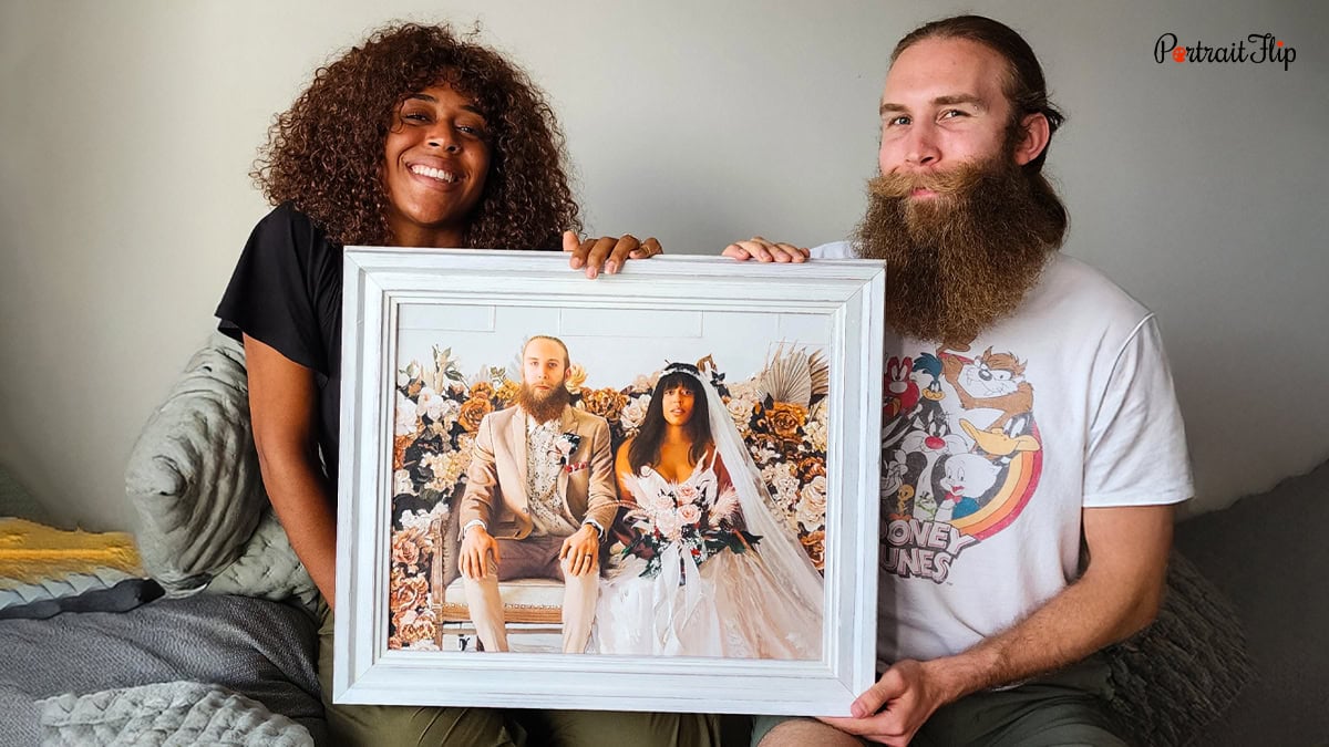 A handmade painting of a couple