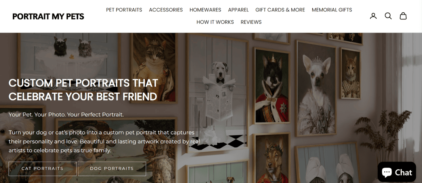 Portrait My Pets website