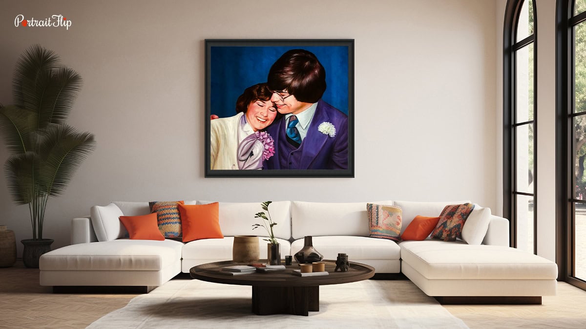 A Vintage Painting by PortraitFlip hanging on the wall