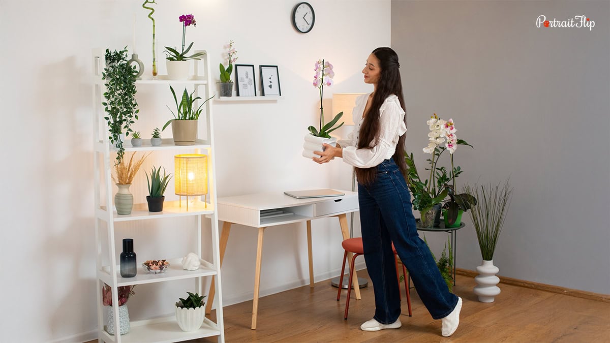 Woman arranging Nature-Inspired Decoration