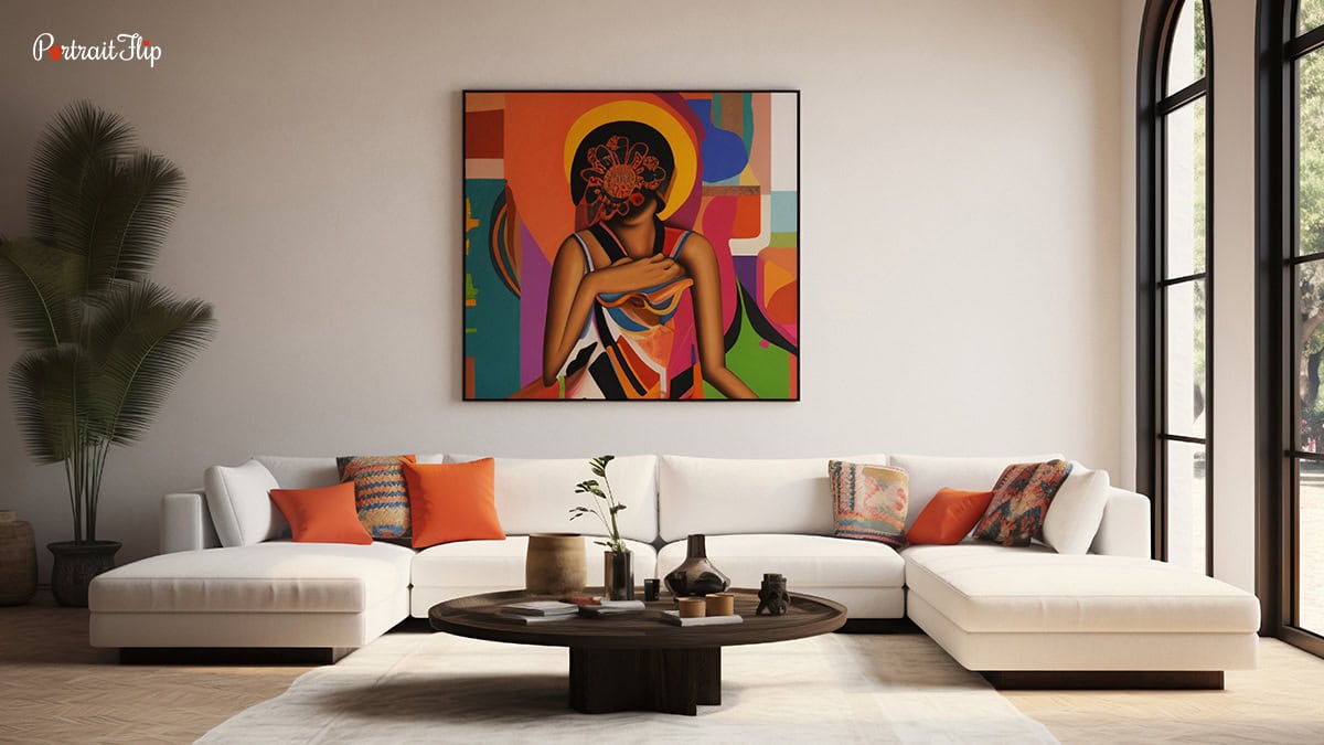 Figurative Artwork hanged above the sofa