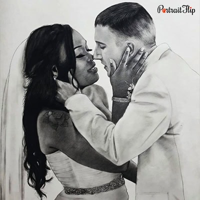 Wedding Charcoal Painting