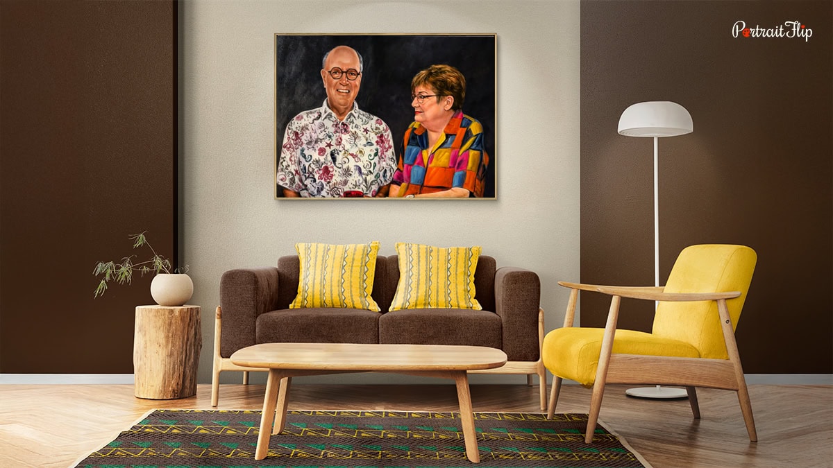 A handmade painting mounted on a wall