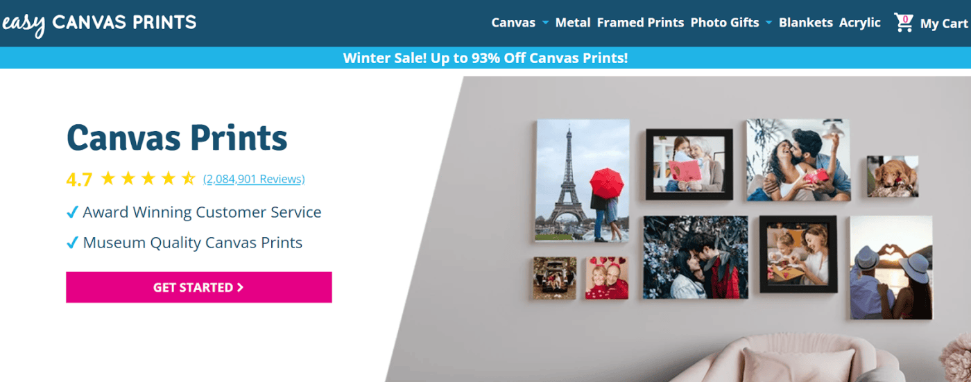 EasyCanvasPrints wesbite