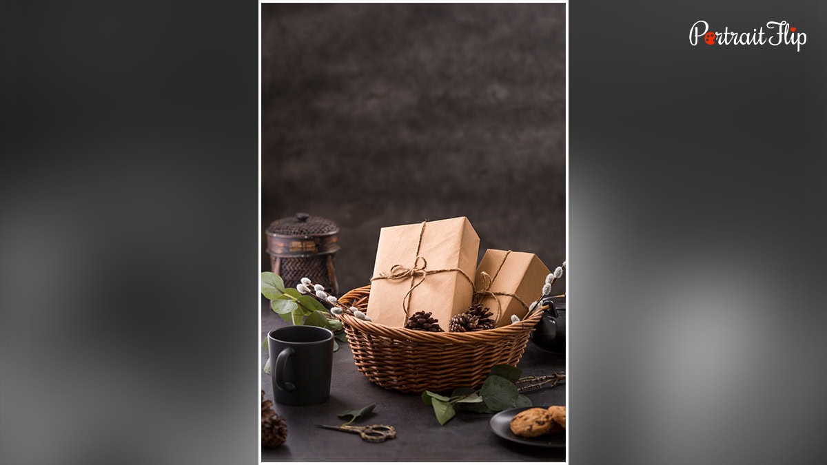 a set of wrapped boxes