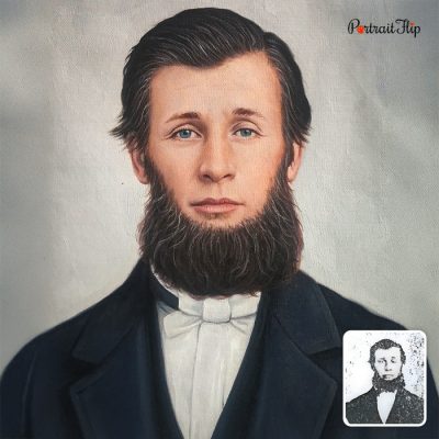 Bearded man personal oil painting from old photo