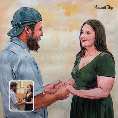 Couple holding hands Valentine's Day watercolor