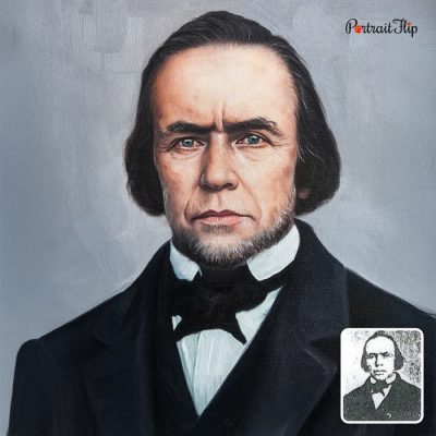 Victorian man personal oil painting from old photo