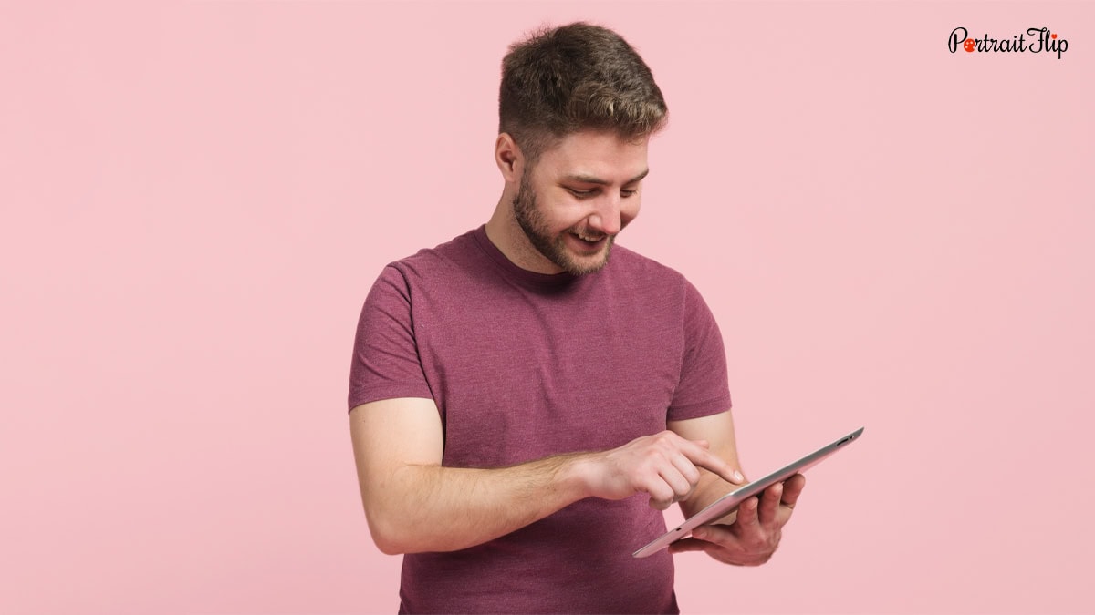 A man using a tablet