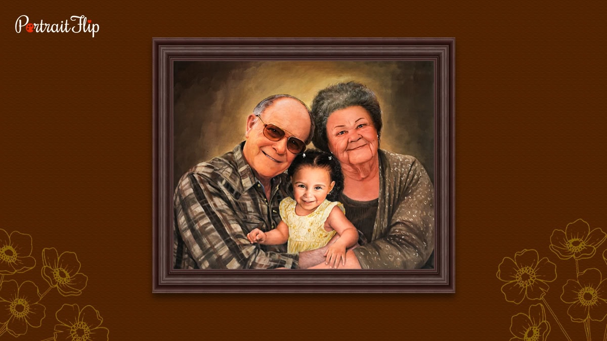 Custom Artwork of Grandparents and Grandchildren