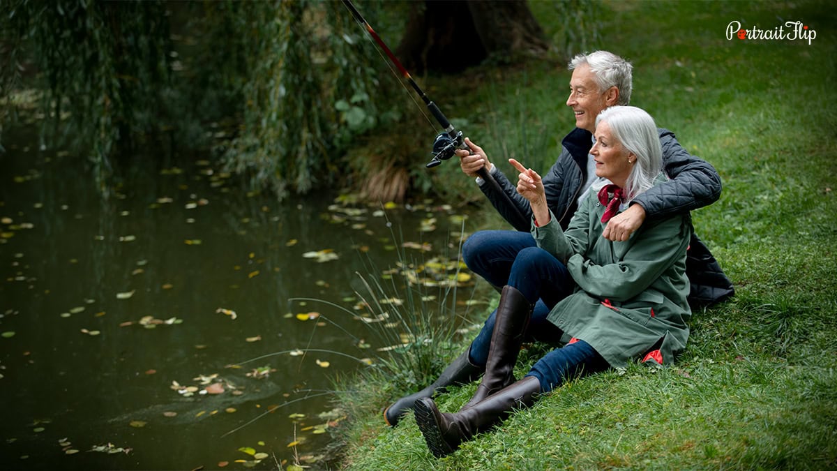 An old couple with Fishing Gear