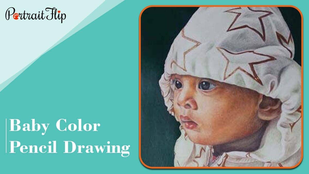 Baby color pencil drawing