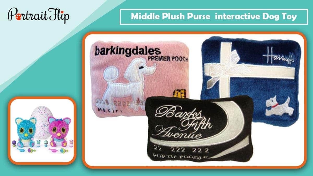 Middle plush purse toy interactive dog toy